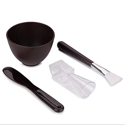 Beauty Artisan 4 In 1 Facial DIY Flexible Silicone Rubber Mask Bowl Brush Spoon Tools Set (Coffee)