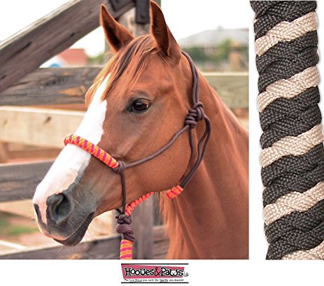 CLASSIC EQUINE NYLON ROPE HALTER WITH LEAD AND POPPER ALL NEW COLORS