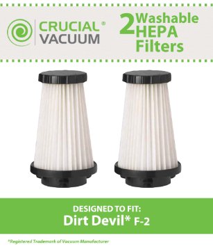 2 Dirt Devil F2 Replacement HEPA Filter Compare to Dirt Devil Part 3SFA11500X 3-F5A115-00X Designed and Engineered by Crucial Vacuum