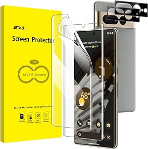 JETech Protection d'Écran pour Google Pixel 7 Pro avec Protecteur d'Objectif de Caméra, Film TPU Flexible, Compatible ID d'Empreinte Digitale, HD Transparent, 2 Pièces Chacun