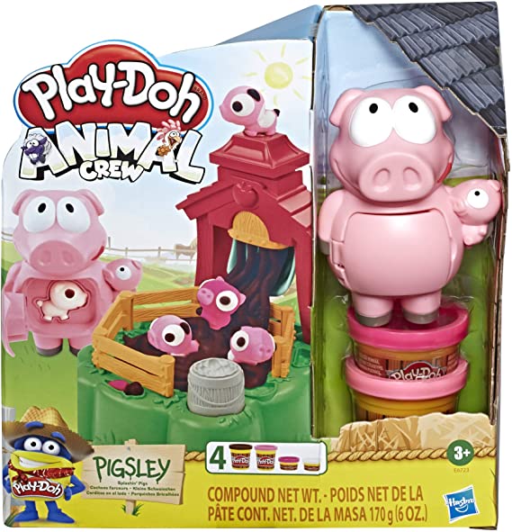 Play-Doh Animal Crew Pigsley and her Splashin' Pigs Farm Animal Playset with 4 Non-Toxic Play-Doh Colours