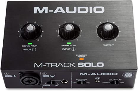 M-Audio M-Track Solo – USB Audio Interface for Recording, Streaming and Podcasting with XLR, Line and DI Inputs, Plus a Software Suite Included
