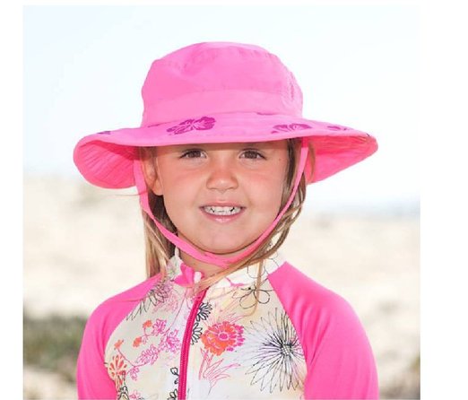 Sun Protection Zone Kids' UPF 50+ Safari Sun Hat, Pink Flowers, Uv Sun Protective, Lightweight, Velcro Straps