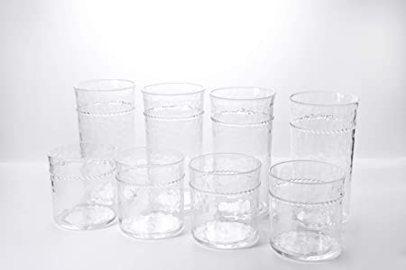 Classic 8-piece Acrylic Premium Quality Plastic Tumblers |Set of 8 Clear, 4 Each: 14-Ounce and 22-Ounce, Dishwasher Safe, BPA Free