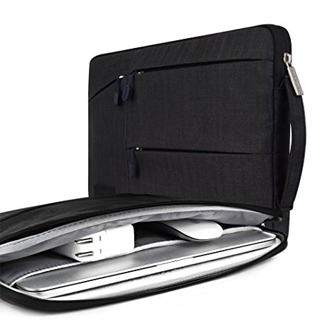 Laptop Bag Handbag Sleeve Bag- Yarrashop Multi-functional Briefcase Sleeve Bag with Side Pockets Laptop Bag for Macbook Air Pro / Notebook / Surface / Dell Sleeve Case Cover Bag (15-15.6 inch, Black)
