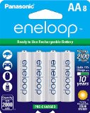 Panasonic BK-3MCCA8BA Eneloop AA 2100 Cycle Ni-MH Pre-Charged Rechargeable Batteries Pack of 8