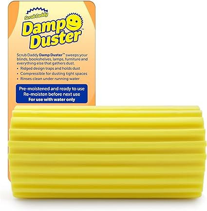 Scrub Daddy Damp Duster, Staubwedel waschbar, Reinigungsgeräte Haushalt, Staubschwamm für Holzjalousien, Heizkörper, Fußleisten, Spiegel & Spinnweben, Putzschwamm antistatisch für Staub, Gelb