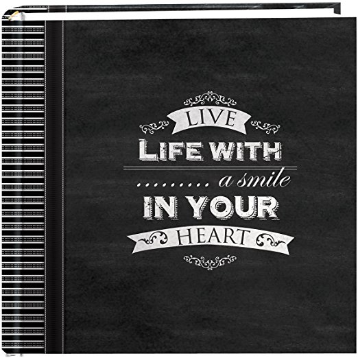 Pioneer Photo Albums 200-Pocket Chalkboard Printed "Smile" Theme Photo Album for 4 by 6-Inch Prints