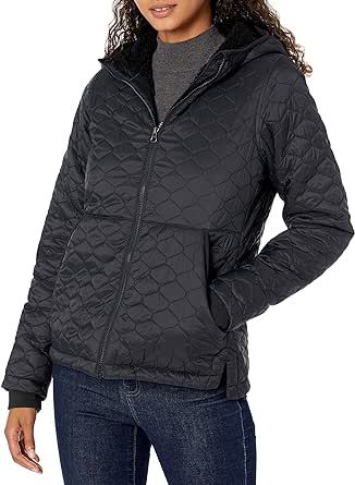 Amazon Essentials Women's Lightweight Water-Resistant Sherpa-Lined Hooded Puffer