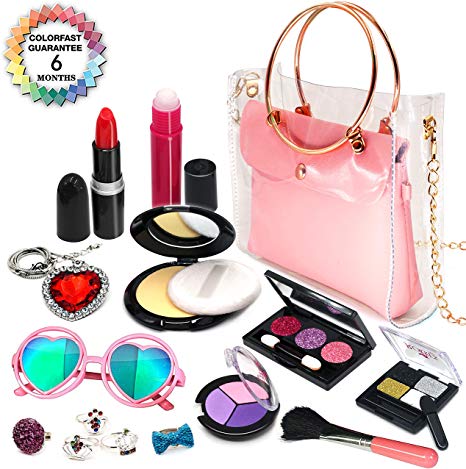 Senrokes Pretend Makeup Kids Cosmetic Toy Girls Play Makeup Kit for Kids with Cosmetic Bag Non Toxic Toy Beauty Set Birthday Gift for 3-10 Year Old Girls Fit Role Play Game, Princess Dress Up.