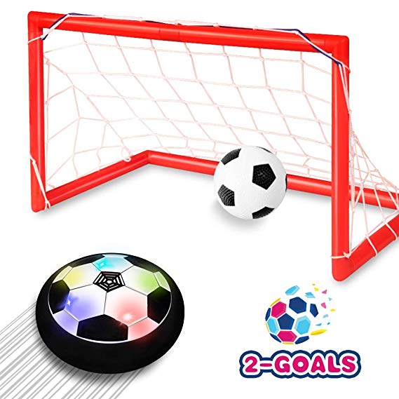Toyk Kids Toys - LED Hover Soccer Ball Set 2 Goals Mini Screwdriver - Air Power Training Ball Playing Football Game - Soccer Toys 3 4 5 6 7 8-16 Years Old Boys Girls Best Gift