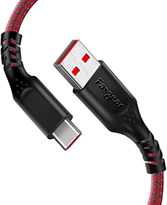 Fasgear Warp Charge Cable for Oneplus 7 Pro 7T, 1 Pack USB C 30W Dash Charging Fast Charge Cable Nylon Braided Data Sync Type-C Cable Compatible with Oneplus 7 6T 6 5T 5 3T (Red, 6ft)