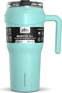 Hydrapeak Roadster 40oz Stainless Steel Tumbler Double Wall Vacuum Insulated Water Bottle With Handle And 2 in 1 Straw Lid (Aqua)