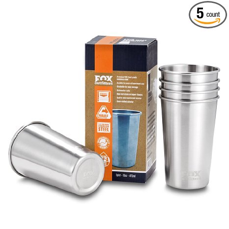 Fox Outfitters 16oz Stainless Steel Pint Cups Pack of 5