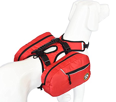 Saddle Bag Backpack for Large Dog, Detachable Pack Instantly Turns into Harness, Adjustable Tripper Hound Saddlebag Travel Hiking Camping