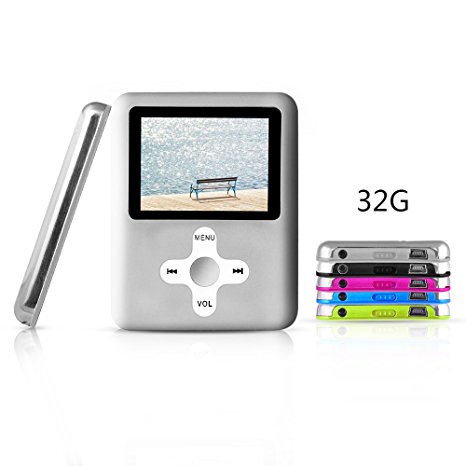 ACEE DEAL MP4/MP3 Player with the cross button MINI USB Port Slim Classic Digital LCD MP3 Player MP4 Player, MP3 Music Player, E-book / Photo viewing / Video Playing / Movie (32GB,Silver)