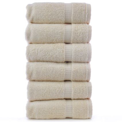 Luxury Hotel and Spa Towel 100 Genuine Turkish Cotton Hand Towels - Beige - Dobby Border - Set of 6