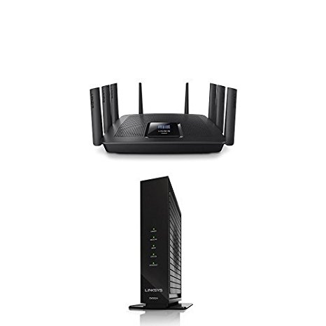 Linksys AC5400 Tri Band Wireless Router (Max Stream EA9500) and Linksys High Speed DOCSIS 3.0 Cable Modem, Certified for Comcast/Xfinity, Time Warner, Cox & Charter (CM3024)