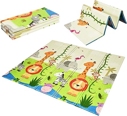 COSTWAY Baby Play Mat, Waterproof Extra Large Foam Playmat with Carrying Bag, Double-Sided Thick Floor Crawling Mats for Babies Toddlers, 180 x 200 x 1.5cm (Green Forest)