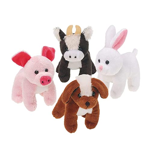 U.S. Toy Plush Furry Farm Animals, Assorted, 12 Each Set