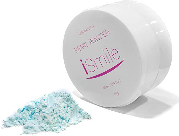 iSmile Activated Pearl Teeth Whitening Powder – Menthol Flavour - 100% Natural and Vegan Friendly – Less Abrasive for Better Stain Removal - Freshens Breath