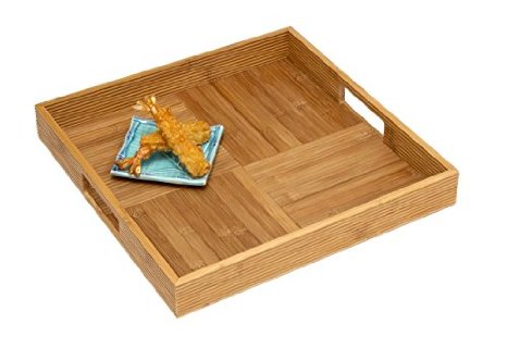 Lipper International Bamboo Square Serving Tray with Criss Cross Bottom