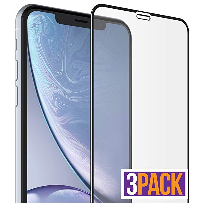 FlexGear iPhone XR Glass Screen Protector [Full Coverage] Clear, Designed iPhone XR (3-Pack)