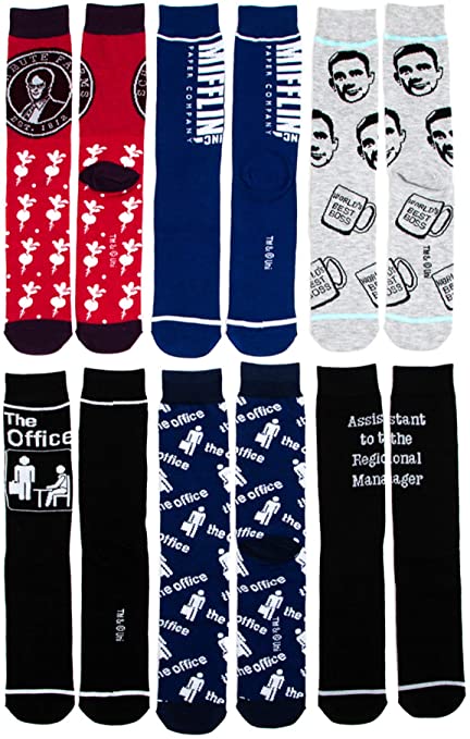 The Office 6 Pair Mens Crew Socks