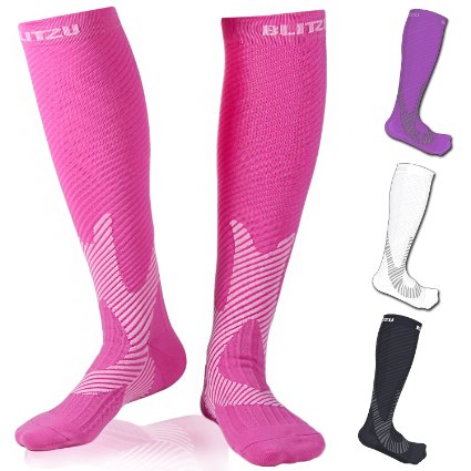 Blitzu Compression Socks, Men and Women Performance Stockings. Medical Grade Graduated Leg Support, Recovery, and Relief, Prevent Swelling, Shin Splints, Calf Pain, Airplane Flight, Travel & Arthritis