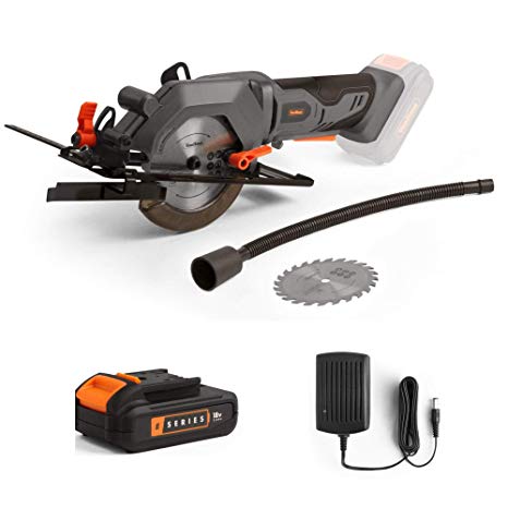VonHaus E-Series 18V Cordless Circular Saw – Compact Electric Lightweight Saw with Speed Trigger – Handheld with Li-ion Batteries – 2.0 Ah Battery and Charger Included