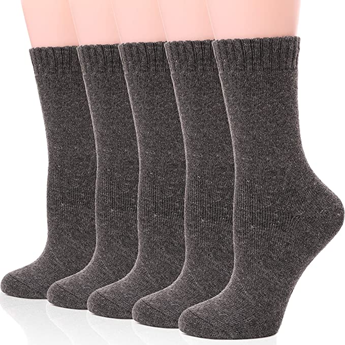 EBMORE Womens Merino Wool Socks Winter Warm Hiking Thick Thermal Cozy Boot Crew Comfy Socks 5 Pairs