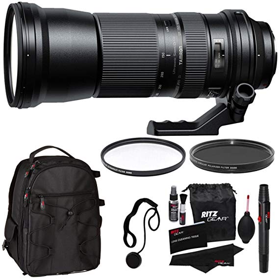 Tamron AFA011S700 SP 150-600mm F/5-6.3 Di USD Zoom Lens for Sony Alpha Cameras   Padded Backpack   95mm UV Filter   95mm Circular Polarizer Filter   Deluxe Cleaning Kit   Lens Cap Keeper