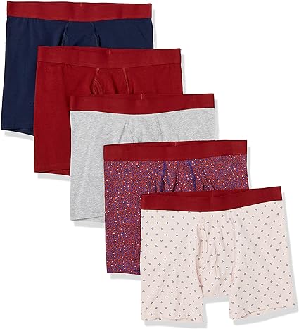 Amazon Essentials Men's Cotton Jersey Boxer Brief (Available in Big & Tall), Pack of 5