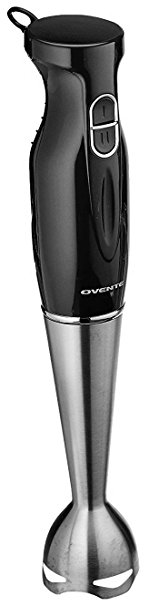 Ovente 2 Speed Robust Immersion Hand Blender, Stainless Steel, Black (HS580B)