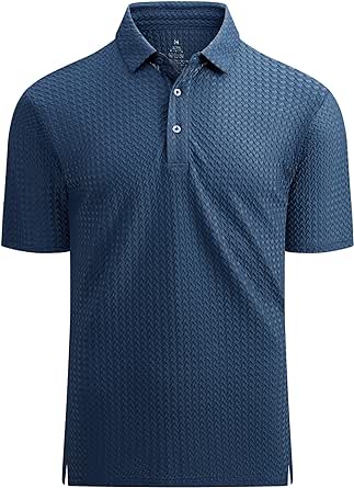 Alex Vando Mens Bubble Jacquard Polo Shirt Super Stretch Short Sleeve Polo Shirts for Men