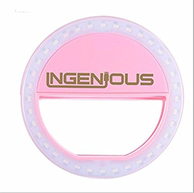 Ingenious Selfie Ring Light for iPhone 6 plus/6s/6/5s/5/4s/4/Samsung Galaxy S6 Edge/S6/S5/S4/S3, Galaxy Note 5/4/3/2, Blackberry Bold Touch, Sony Xperia, (Pink)