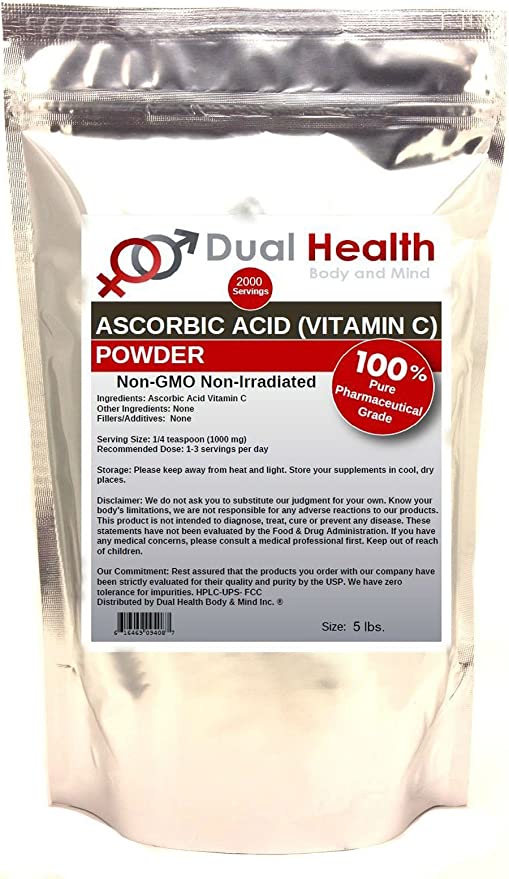 Pure Ascorbic Acid Vitamin C Powder (5 lb) Bulk Supplements