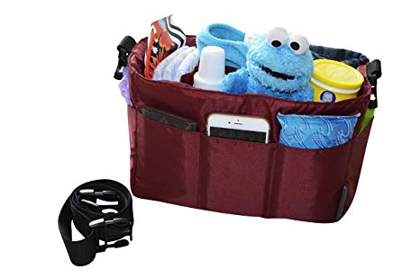 Diaper Bag Insert Organizer for Stylish Moms, Burgundy, 12 Pockets, Turn Your Favorite Tote Bag into A Trendy Diaper Bag, by MommyDaddy&Me