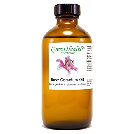 Rose Geranium – 8 fl oz (237 ml) Glass Bottle w/ Cap – 100% Pure Essential Oil – GreenHealth