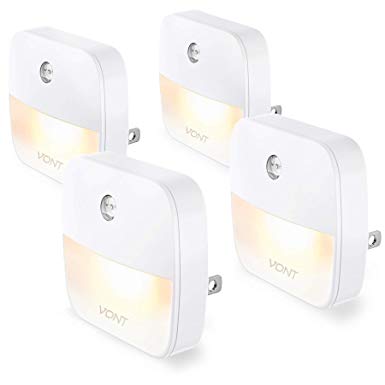 LED Night Light Plug in, Super Smart Dusk to Dawn Sensor, Automatic Night Lights Suitable for Bedroom, Bathroom, Toilet,Stairs,Kitchen,Hallway,Kids,Adults,Compact Nightlight, (Warm White, 4 Pack)