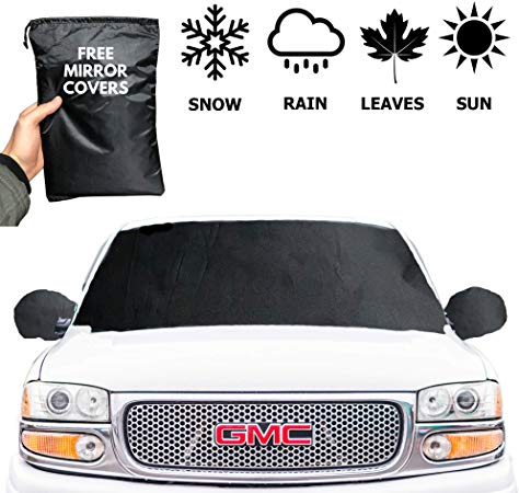 HDS Flexplicity Magnetic Windshield Snow Cover – Best for Frost and Ice Guard - Universal Fitment for Cars, Vans, SUVs, Trucks (82.6" x 47.2") - Quality Auto Windshield - Free Mirror Covers