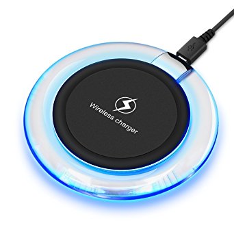 Fast Wireless Charger, TOPELEK Qi Wireless Charging Pad Stand for Apple iPhone 8/8 Plus, iPhone X, Samsung Galaxy S8/S8 Plus, Note 8, Note 5, S6 Edge /S6/S6, Edge/S7 Edge , Nexus 4 / 5 / 6 / 7 and More Qi-Enabled Phone Device [New Version]