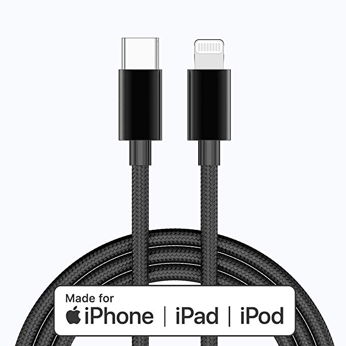 Apple MFi Certified USB C to Lightning Cable 4 FT Charger/Sync for iPhone X/XS/XR/XS Max / 8/8 Plus, (for Use with Type C Chargers) 4FT (Black)