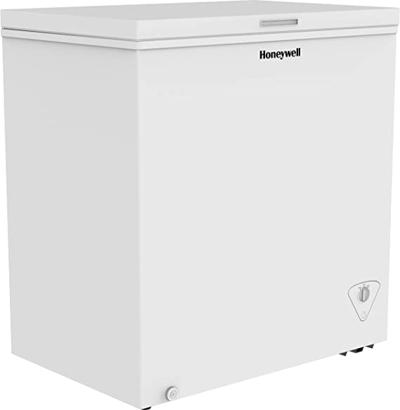 Honeywell 7 Cubic Feet Chest Freezer with Removable Storage Basket, Adjustable Temperature Control, Energy Saving, for Garage, Office, Dorm, or Apartment, white