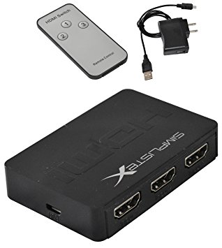 Simplistex® - 3x1 HDMI Switcher / Selector W/ IR Remote Control - Supports 3D, 1080P