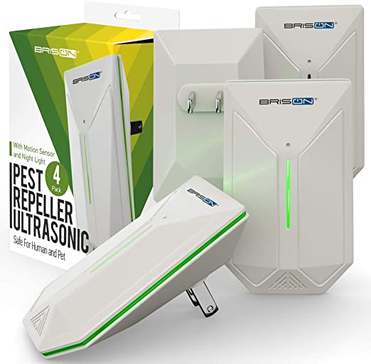 BRISON Ultrasonic Pest Repeller - Easy & Humane Way to Reject Rodents Ants Cockroaches Beds Bugs Mosquitos Fly Spiders Rats