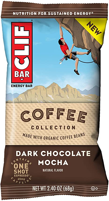 CLIF BARs with 1 Shot of Espresso - Energy Bars - Coffee Collection - Dark Chocolate Mocha -65 mgs of Caffeine Per Bar (2.4 Ounce Breakfast Snack Bars, 12 Count)