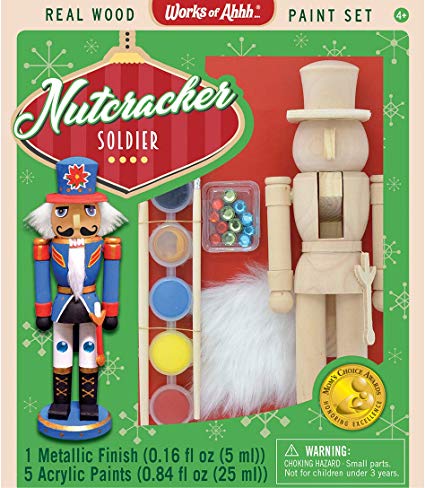 MasterPieces Works of Ahhh Christmas Real Wood Large Acrylic Paint Kits, Nutcracker Soldier, Mom's Choice Award, For Ages 4