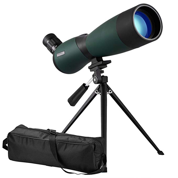 Aurosport 25-75x70mm HD Spotting Scope Waterproof Optics Zoom Fogproof Monocular Telescope for Bird Watching, Hunting, Target Shooting, Archery Wildlife Scenery with Tripod and Soft Case