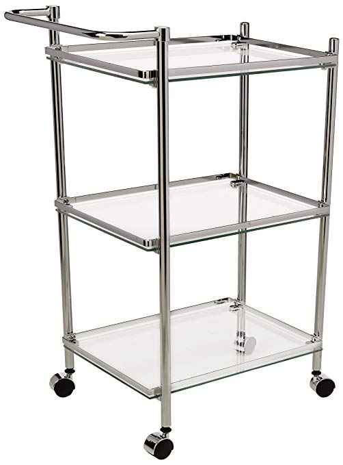 Organize It All 3 Tier Chrome and Tempered Glass Serving Cart